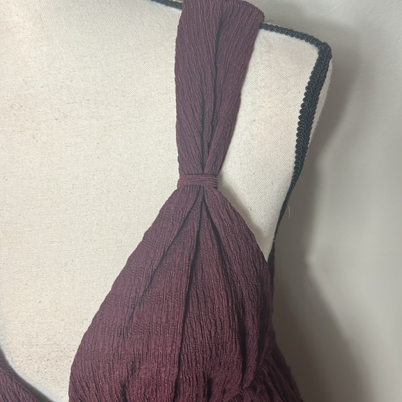 NEW Free People Martina maroon burgundy wine deep V neck tiered maxi dress, S - Picture 5 of 15